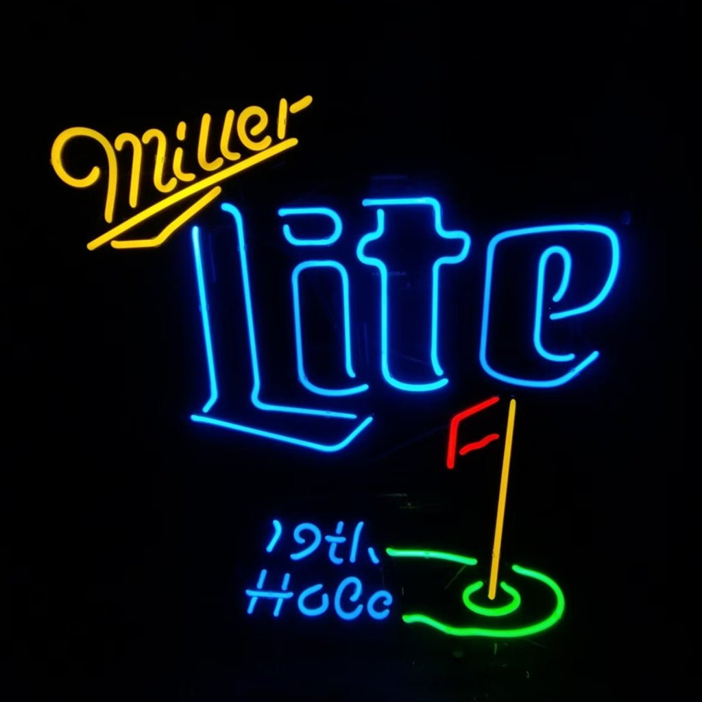 Yellow Miller Lite 19th Hole Neon Signs - Club Rehab
