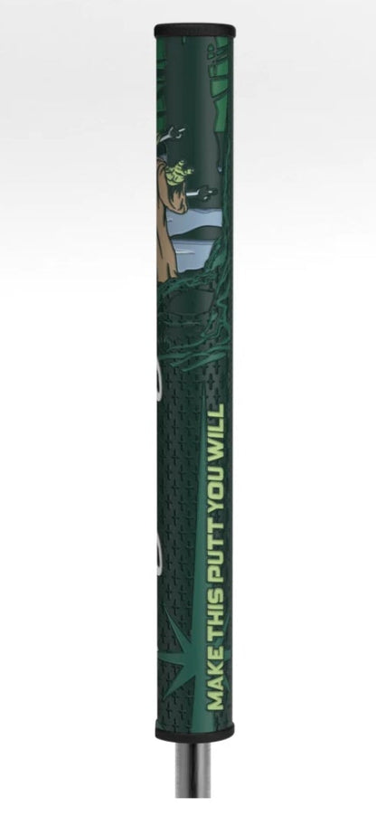 Green golf club head cover on a white background