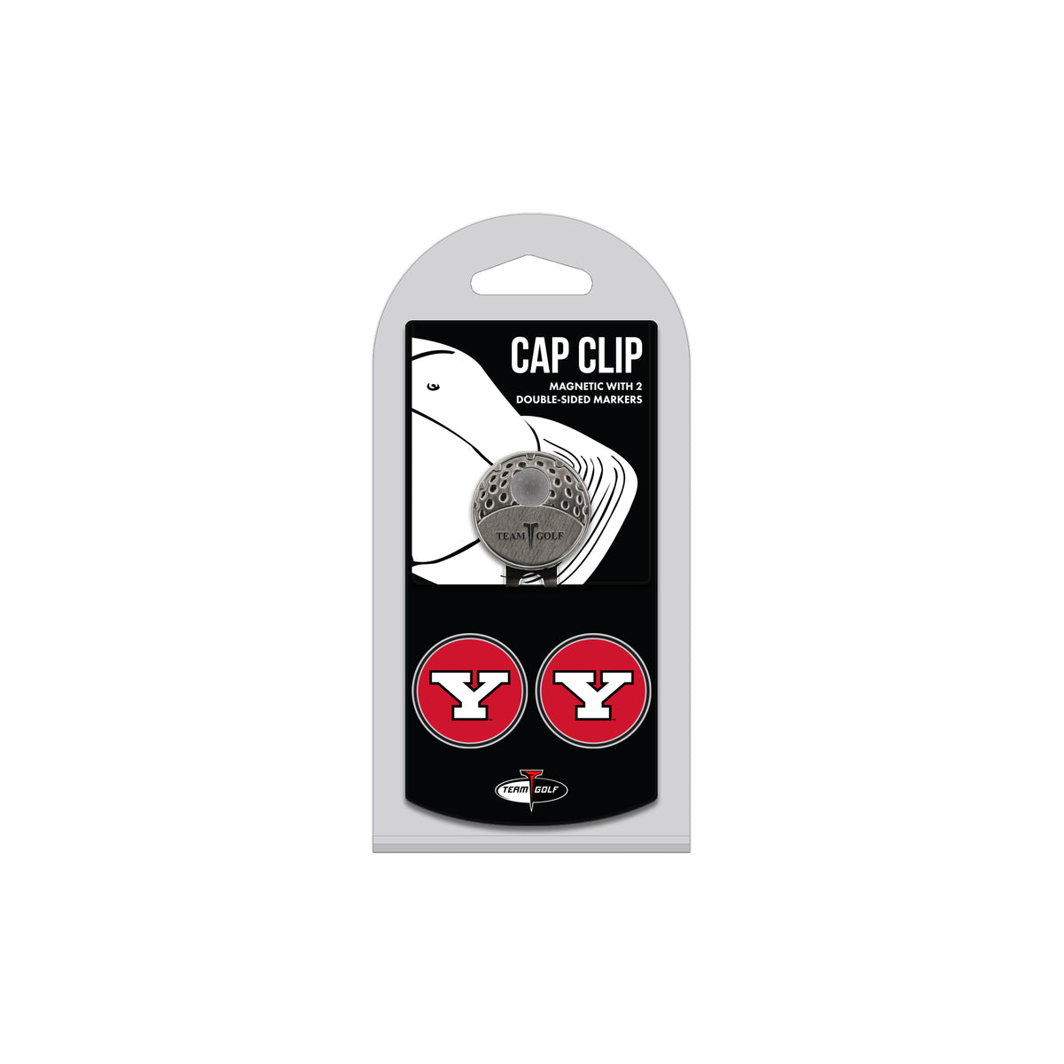 Youngstown State hat clip with two golf ball markers